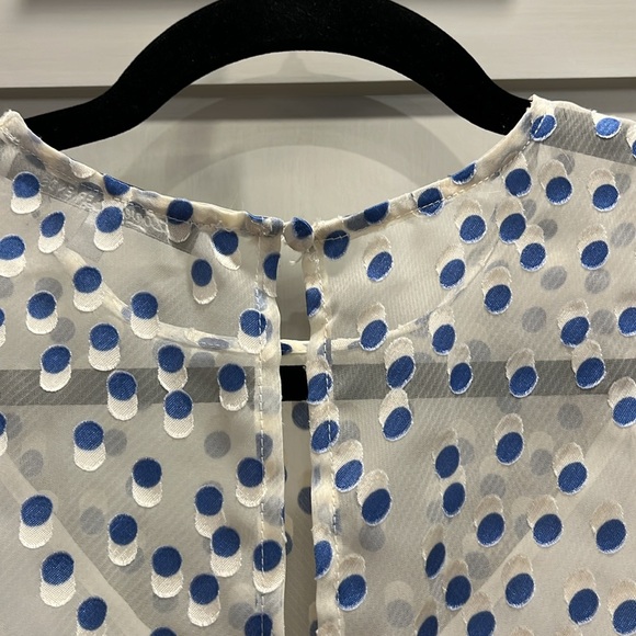 EUC Lovers & Friends blue velvet dotted white georgette fabric shorts romper - Picture 10 of 15